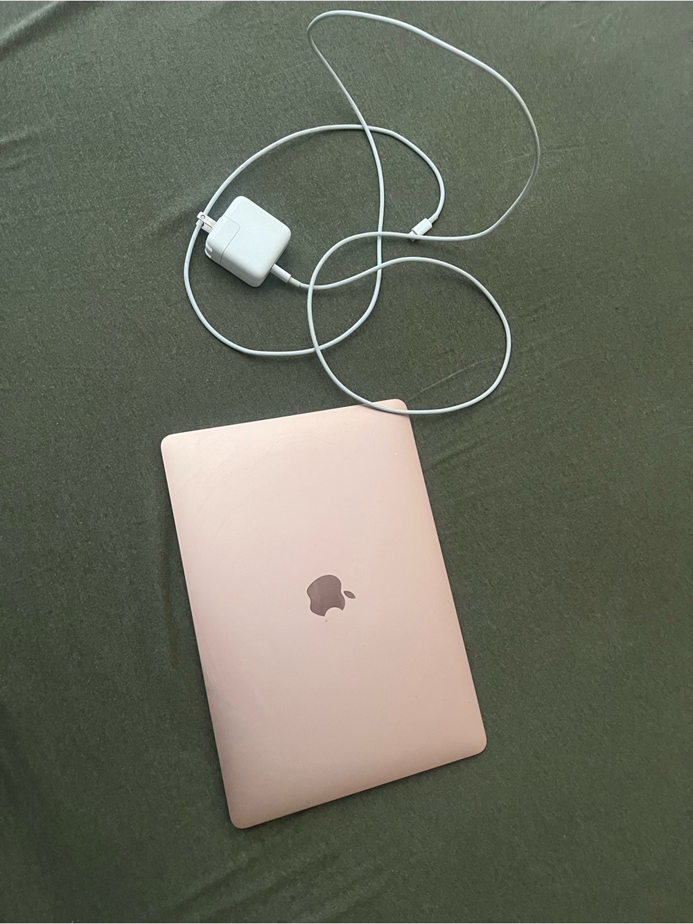 Apple MacBook in Rose Gold with White Charger